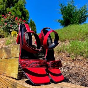 Vintage Red Zebra Textured Heels